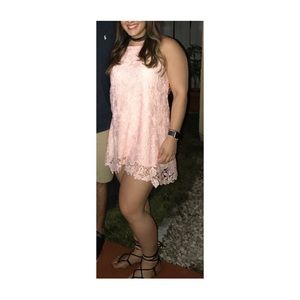 Lace blush pink flowy dress